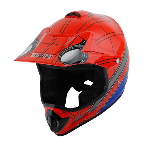 WOW Youth Kids Motocross BMX MX ATV Dirt Bike Helmet Spider Red ...