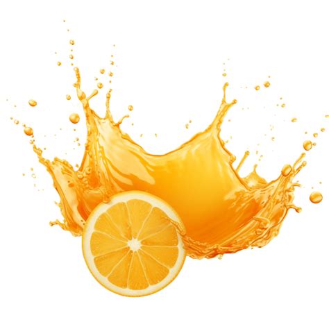 orange juice splash with orange slices on transparent background ...