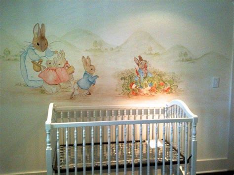 Baby Nursery Artwork, Rabbit Nursery Art, Baby Nursery Wallpaper, Peter ...