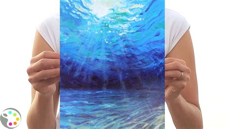 How to Paint in Acrylics | Easy Underwater Ocean Painting Tutorial | 15 ...