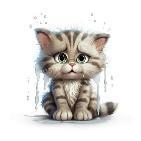 llorando gato 2d dibujos animados ilustracion en blanco antecedentes ...