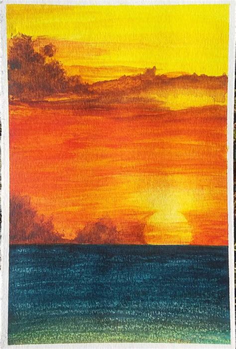 Ocean Sunset Watercolor by Rogue247.deviantart.com on @DeviantArt ...