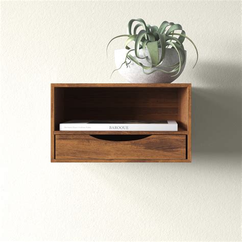 Wade Logan® Adeana Poplar Solid Wood Floating Shelf with Drawer ...