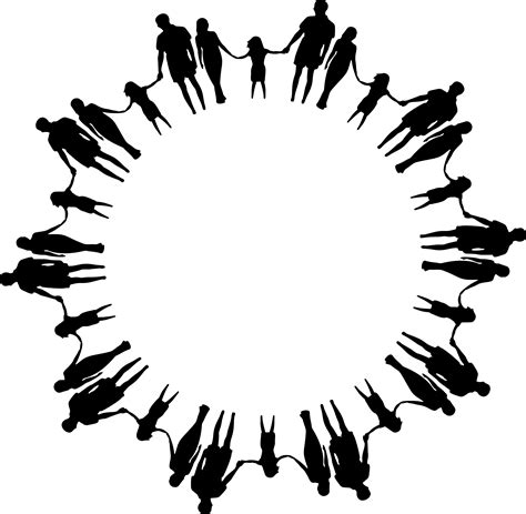 Clipart - Family Silhouette Holding Hands Circle