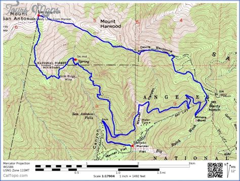 Mount Baldy Hiking Trail Map - ToursMaps.com