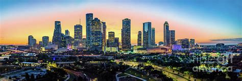 Houston Skyline Sunrise Glow Panorama - Color Texas Canvas Print ...