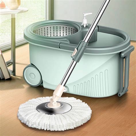 Tebru 360° Rotating Spin Mop Microfiber Mop Head Bucket Dry Wet Floor ...