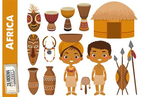 Africa clipart Zulu Tribe DIgital Clip Art Africa graphics