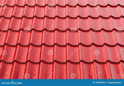 New Red Metal Shingles Roof Texture, Background Stock Image - Image of ...