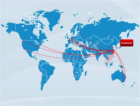 China Eastern Airlines route map - longhaul routes