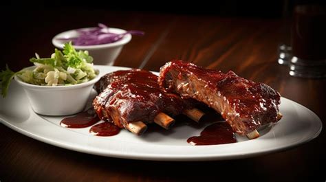 Premium AI Image | grilled barbecue pork ribs in glossy sauce