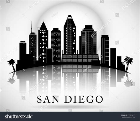 San Diego Skyline City Silhouette Stock Vector (Royalty Free) 255814255 ...