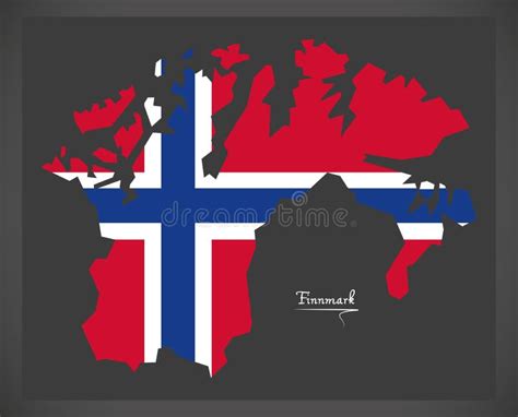 Finnmark Map of Norway with Norwegian National Flag Illustration Stock ...