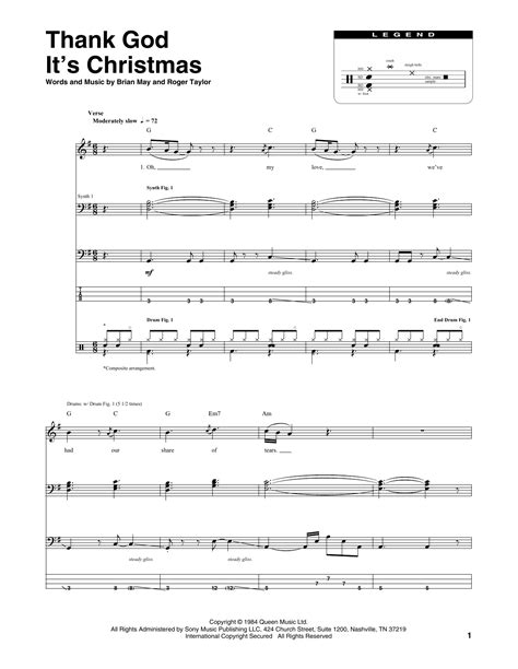 Thank God It's Christmas Sheet Music | Queen | Transcribed Score