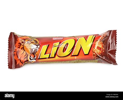 Lion bar isolated on white. Lion is a chocolate bar confection that is ...