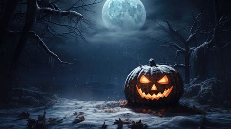 Jack-o-Lantern Halloween Night 4K #7031m Wallpaper PC Desktop