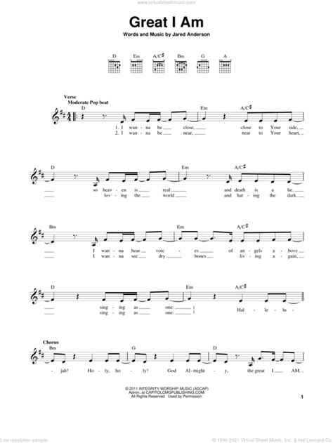 Great I Am sheet music for guitar solo (chords) (PDF-interactive)