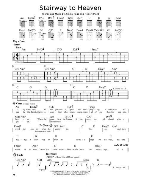 Stairway To Heaven by Led Zeppelin - Guitar Lead Sheet - Guitar Instructor