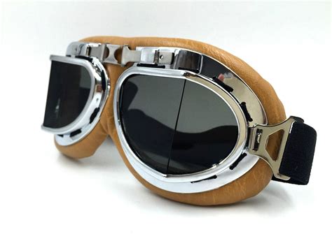 Vintage Aviator Pilot Goggles for Cruiser Chopper Motorcycle Scooter ...