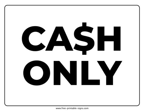 Printable Cash Only Sign – Free Printable Signs