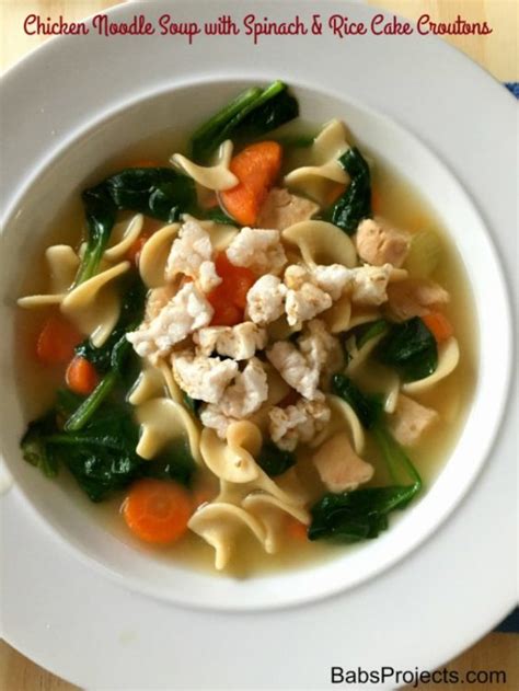 Progresso Chicken Noodle Soup with Spinach and Rice Cake Croutons ...