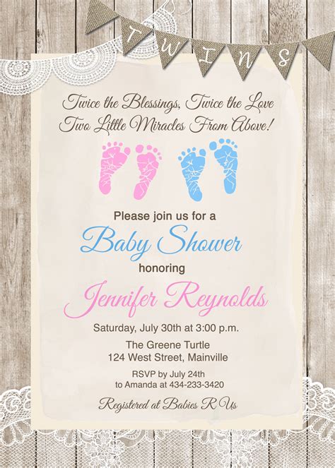 Twins Baby Shower Invitation Twins Boy Girl Baby Shower | Etsy