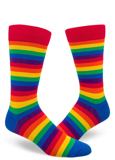 Rainbow Socks for Men | Colorful Striped Pride Socks - Cute But Crazy Socks