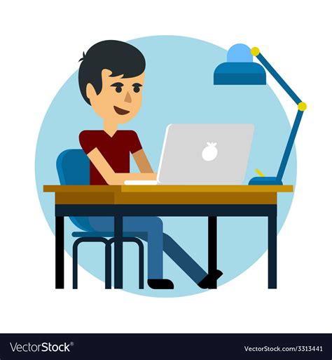 Man working with laptop Royalty Free Vector Image