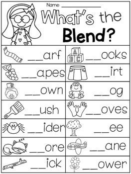 Blends Worksheets - S Blends, L Blends, R Blends by My Teaching Pal