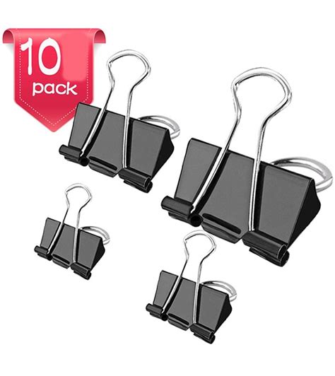 Buy Metal Paper Clips / Stationery Binders Clips Black (10 Pieces) 32mm ...