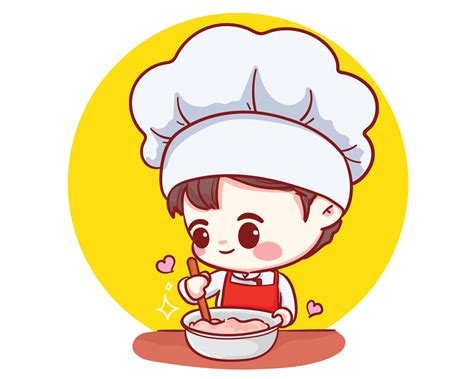 Cute Bakery chef boy Cooking smiling cartoon art illustration 1936376 ...