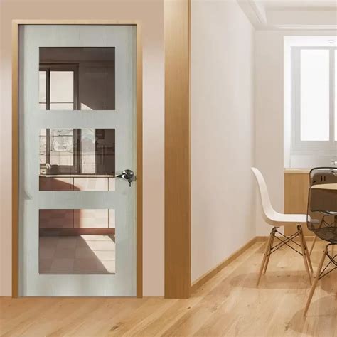 Glass Panel Wooden Door | Kitchen Glass Door for Hdb - DoorVisual