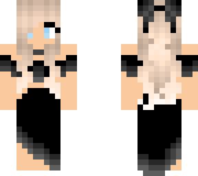 Blond girl with fancy black dress | Minecraft Skin