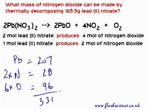 Reacting Mass Calculation: Decomposition of Lead (II) Nitrate - YouTube