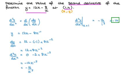 Question Video: Finding the Value of the Second Derivative of a ...