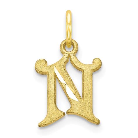 10k Yellow Gold Initial Monogram Name Letter N Charm Necklace Pendant ...