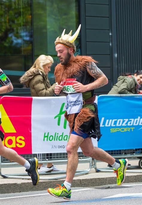 Happy Marathon Runner in Funny Costume Cheering by Public. Charity ...