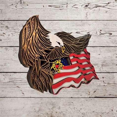 Handcrafted Wooden American Eagle Flag Show Your American Patriotism ...