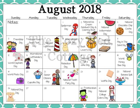 August Calendar With Holidays