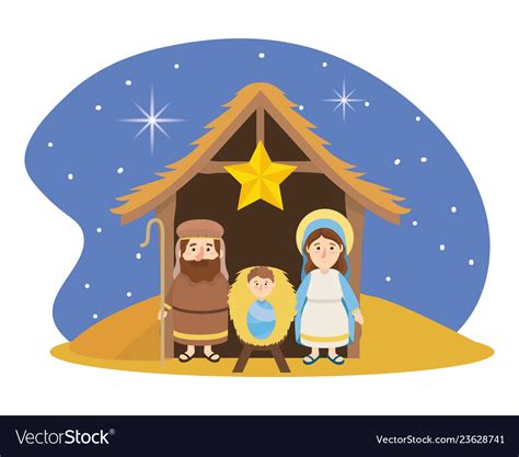 Christmas nativity scene cartoon Royalty Free Vector Image