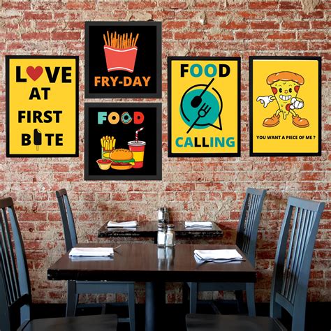 Buy TRIOHOMES - kitchen Wall s with Frame-Food theme wall s- for ...