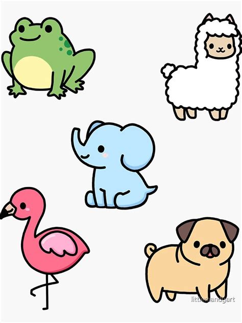 "Cute Animal Sticker Pack 4" Sticker for Sale by littlemandyart | Cute ...