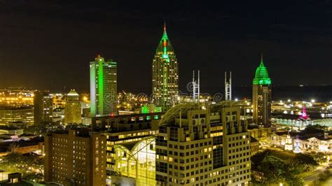 Mobile, Alabama Skyline at Night Editorial Photo - Image of cityscape, mardi: 259839536