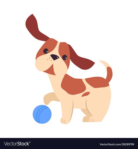 Adorable puppy dog playing ball happy pet animal Vector Image