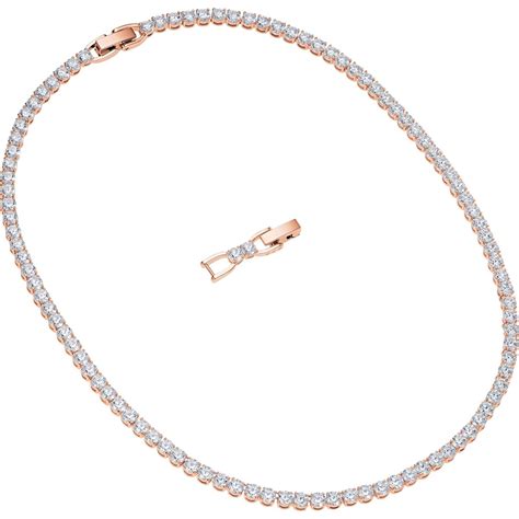 Buy Swarovski Tennis Deluxe All-Around Necklace, White, Rose Gold ...