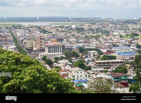 Aerial view of the city of Monrovia, Liberia, taken from the top of the ...