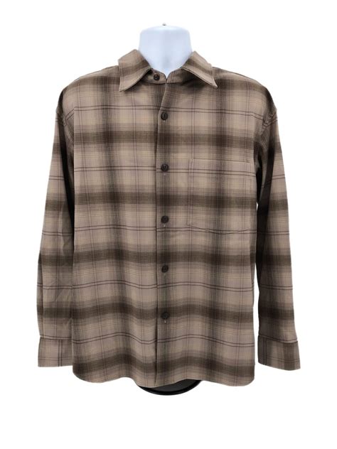 Uniqlo Brown & Tan Flannel Shirt | Regular Fit, Size M - Gem