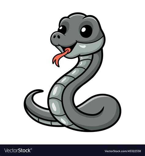 Cute black mamba snake cartoon Royalty Free Vector Image