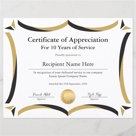 Certificate of Appreciation for Years of Service | Zazzle | Certificate ...