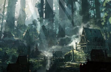 dnd city background - Google Search | Elven city, Forest painting ...